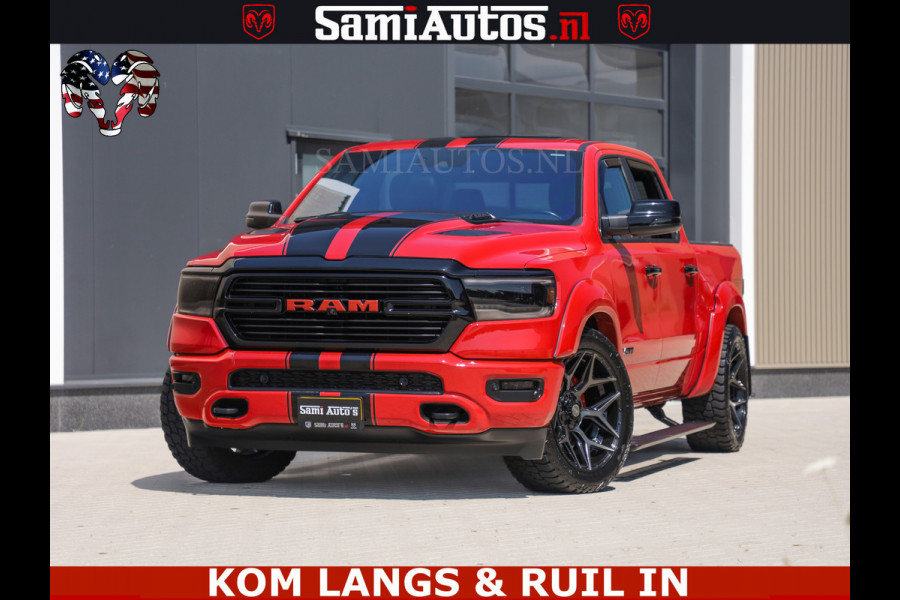 Dodge Ram GT TRX PACK | 5.7 V8 HEMI | FLAME RED | HULK PACK | LUCHTVERING | MEGA DIK | DC | DUBBLE CABINE | 5 PERSOONS | CREW CAB | GRIJS KENTEKEN | TRAIN HORN | EERSTE EIGENAAR | ORIGINEEL NEDERLANDSE AUTO | WIDE BODY | De specialist in Amerikaanse pick‑ups in Nederland en Europa.