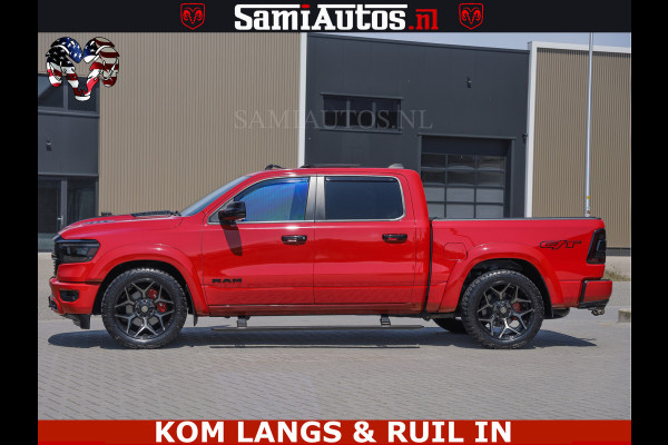 Dodge Ram GT TRX PACK | 5.7 V8 HEMI | FLAME RED | HULK PACK | LUCHTVERING | MEGA DIK | DC | DUBBLE CABINE | 5 PERSOONS | CREW CAB | GRIJS KENTEKEN | TRAIN HORN | EERSTE EIGENAAR | ORIGINEEL NEDERLANDSE AUTO | WIDE BODY | De specialist in Amerikaanse pick‑ups in Nederland en Europa.