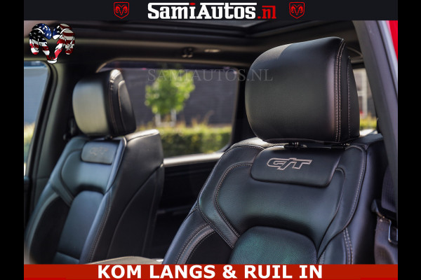 Dodge Ram GT TRX PACK | 5.7 V8 HEMI | FLAME RED | HULK PACK | LUCHTVERING | MEGA DIK | DC | DUBBLE CABINE | 5 PERSOONS | CREW CAB | GRIJS KENTEKEN | TRAIN HORN | EERSTE EIGENAAR | ORIGINEEL NEDERLANDSE AUTO | WIDE BODY | De specialist in Amerikaanse pick‑ups in Nederland en Europa.
