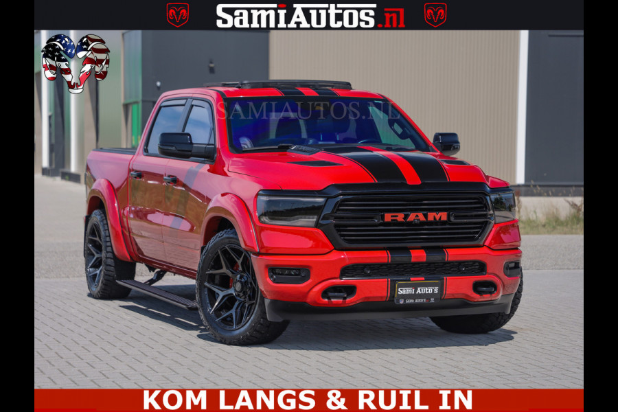 Dodge Ram GT TRX PACK | 5.7 V8 HEMI | FLAME RED | HULK PACK | LUCHTVERING | MEGA DIK | DC | DUBBLE CABINE | 5 PERSOONS | CREW CAB | GRIJS KENTEKEN | TRAIN HORN | EERSTE EIGENAAR | ORIGINEEL NEDERLANDSE AUTO | WIDE BODY | De specialist in Amerikaanse pick‑ups in Nederland en Europa.