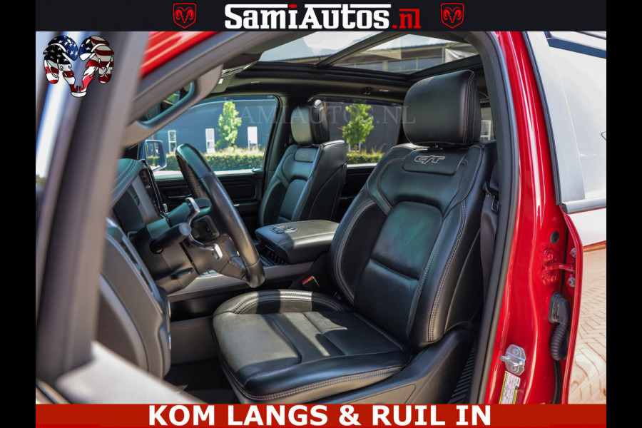 Dodge Ram GT TRX PACK | 5.7 V8 HEMI | FLAME RED | HULK PACK | LUCHTVERING | MEGA DIK | DC | DUBBLE CABINE | 5 PERSOONS | CREW CAB | GRIJS KENTEKEN | TRAIN HORN | EERSTE EIGENAAR | ORIGINEEL NEDERLANDSE AUTO | WIDE BODY | De specialist in Amerikaanse pick‑ups in Nederland en Europa.