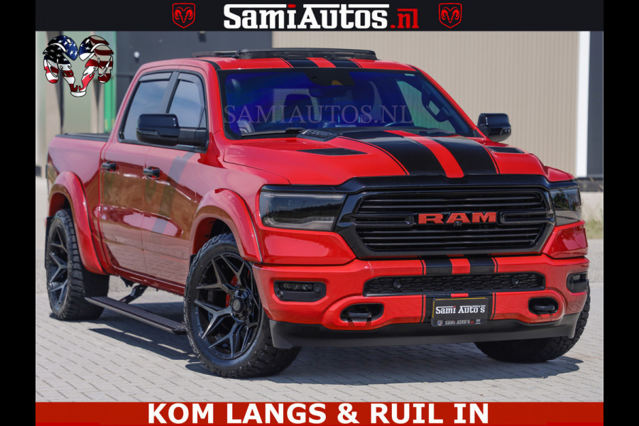 Dodge Ram GT TRX PACK | 5.7 V8 HEMI | FLAME RED | HULK PACK | LUCHTVERING | MEGA DIK | DC | DUBBLE CABINE | 5 PERSOONS | CREW CAB | GRIJS KENTEKEN | TRAIN HORN | EERSTE EIGENAAR | ORIGINEEL NEDERLANDSE AUTO | WIDE BODY | De specialist in Amerikaanse pick‑ups in Nederland en Europa.