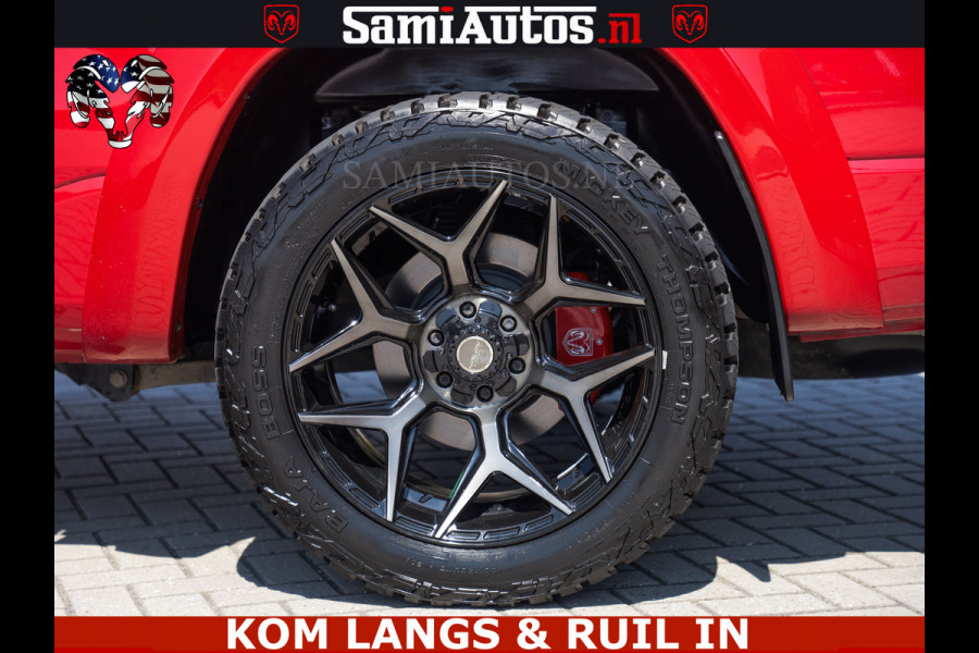 Dodge Ram GT TRX PACK | 5.7 V8 HEMI | FLAME RED | HULK PACK | LUCHTVERING | MEGA DIK | DC | DUBBLE CABINE | 5 PERSOONS | CREW CAB | GRIJS KENTEKEN | TRAIN HORN | EERSTE EIGENAAR | ORIGINEEL NEDERLANDSE AUTO | WIDE BODY | De specialist in Amerikaanse pick‑ups in Nederland en Europa.