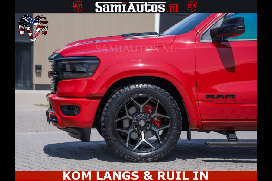 Dodge Ram GT TRX PACK | 5.7 V8 HEMI | FLAME RED | HULK PACK | LUCHTVERING | MEGA DIK | DC | DUBBLE CABINE | 5 PERSOONS | CREW CAB | GRIJS KENTEKEN | TRAIN HORN | EERSTE EIGENAAR | ORIGINEEL NEDERLANDSE AUTO | WIDE BODY | De specialist in Amerikaanse pick‑ups in Nederland en Europa.