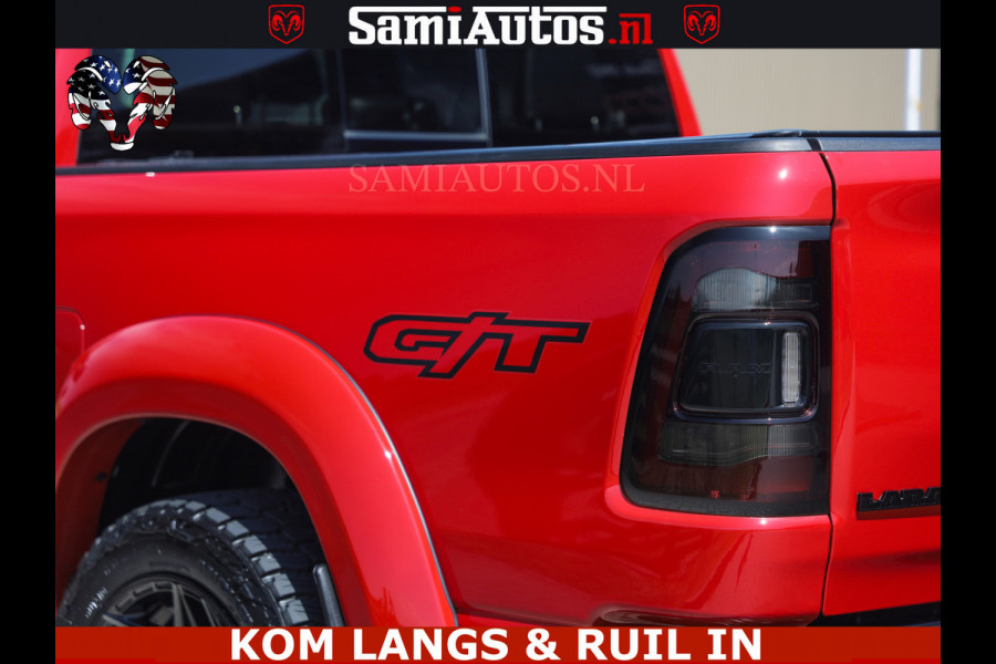 Dodge Ram GT TRX PACK | 5.7 V8 HEMI | FLAME RED | HULK PACK | LUCHTVERING | MEGA DIK | DC | DUBBLE CABINE | 5 PERSOONS | CREW CAB | GRIJS KENTEKEN | TRAIN HORN | EERSTE EIGENAAR | ORIGINEEL NEDERLANDSE AUTO | WIDE BODY | De specialist in Amerikaanse pick‑ups in Nederland en Europa.
