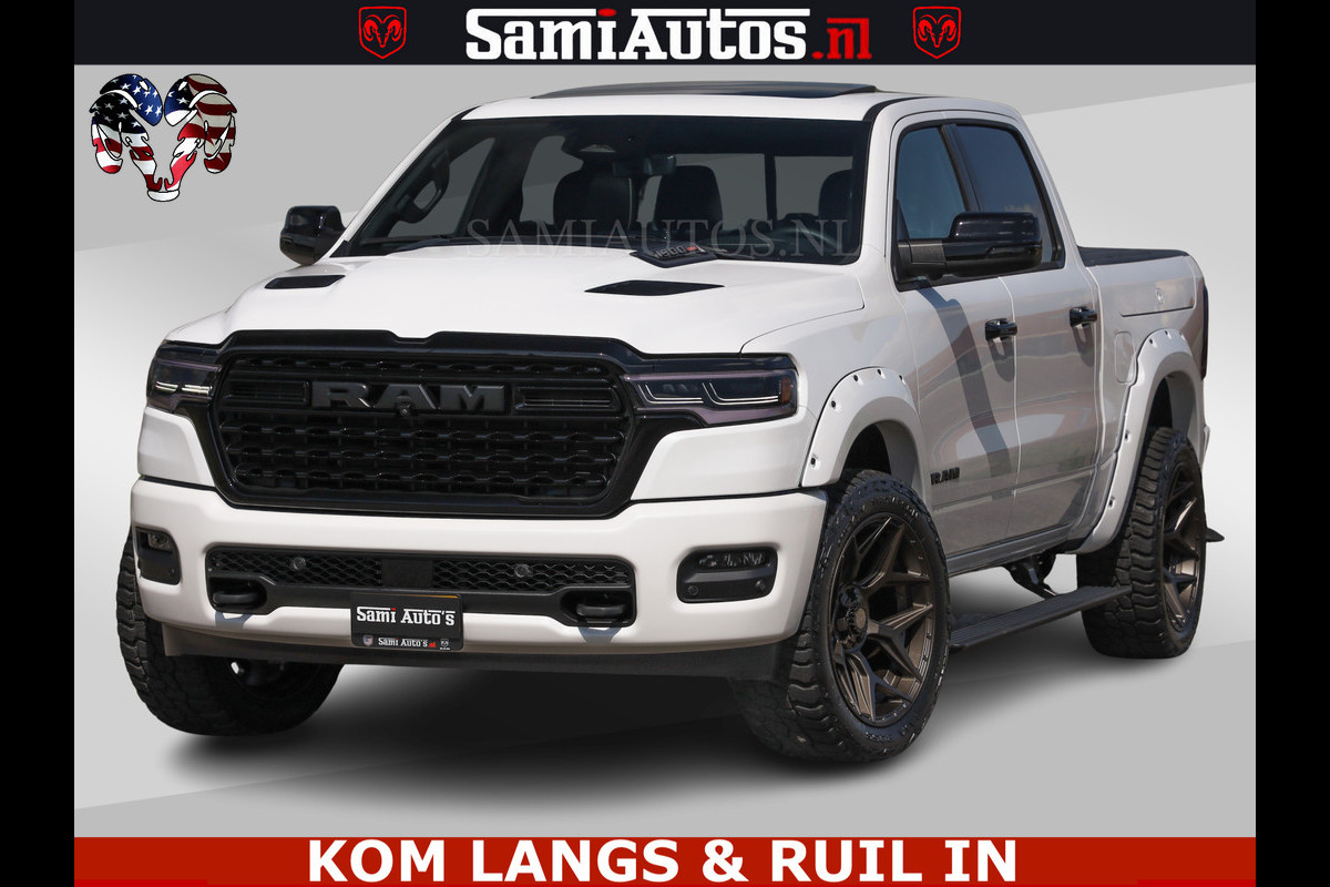 Dodge Ram LIMITED H.O 540PK 706Nm | Massage + Full Option | De Meest Luxe en Volle Pick-Up in zijn Klasse | Comfortabele Dubbele Cabine met Royale 5 Zitplaatsen | BPM vrij | Nu Leverbaar uit Voorraad | Voorraad Nr 2336 - 7700 | De specialist in Amerikaanse pick‑ups in Nederland en Europa.