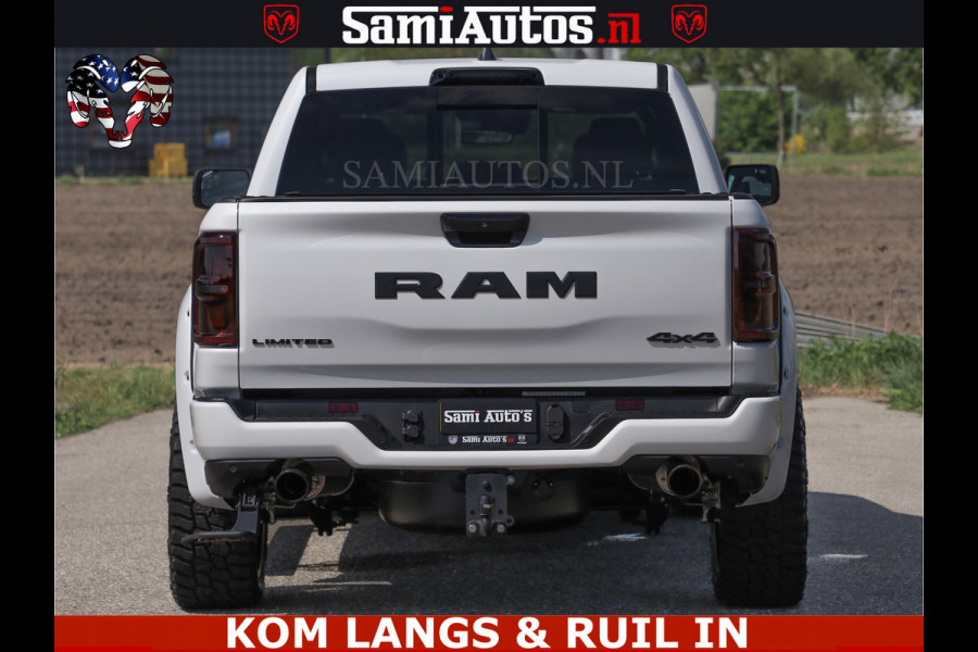 Dodge Ram LIMITED H.O 540PK 706Nm | Massage + Full Option | De Meest Luxe en Volle Pick-Up in zijn Klasse | Comfortabele Dubbele Cabine met Royale 5 Zitplaatsen | BPM vrij | Nu Leverbaar uit Voorraad | Voorraad Nr 2336 - 7700 | De specialist in Amerikaanse pick‑ups in Nederland en Europa.