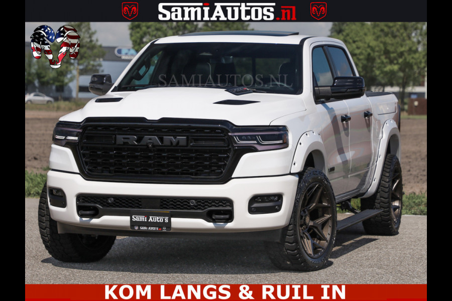 Dodge Ram LIMITED H.O 540PK 706Nm | Massage + Full Option | De Meest Luxe en Volle Pick-Up in zijn Klasse | Comfortabele Dubbele Cabine met Royale 5 Zitplaatsen | BPM vrij | Nu Leverbaar uit Voorraad | Voorraad Nr 2336 - 7700 | De specialist in Amerikaanse pick‑ups in Nederland en Europa.