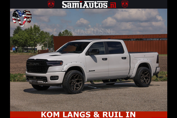 Dodge Ram LIMITED H.O 540PK 706Nm | Massage + Full Option | De Meest Luxe en Volle Pick-Up in zijn Klasse | Comfortabele Dubbele Cabine met Royale 5 Zitplaatsen | BPM vrij | Nu Leverbaar uit Voorraad | Voorraad Nr 2336 - 7700 | De specialist in Amerikaanse pick‑ups in Nederland en Europa.
