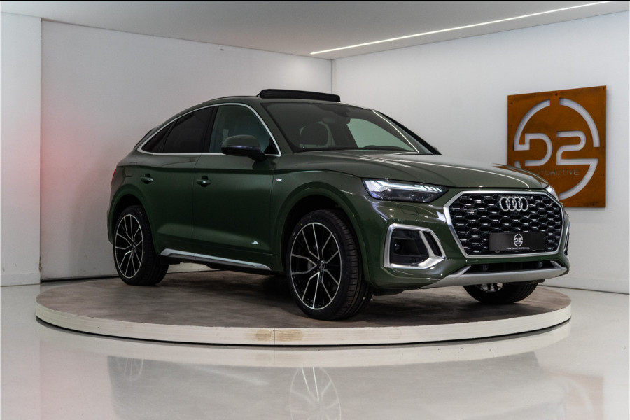 Audi Q5 Sportback 55 TFSI e S Line 367PK | District Green | Pano | Virtual | 21'' | SQ5 Sierstukken | 12 MND Garantie