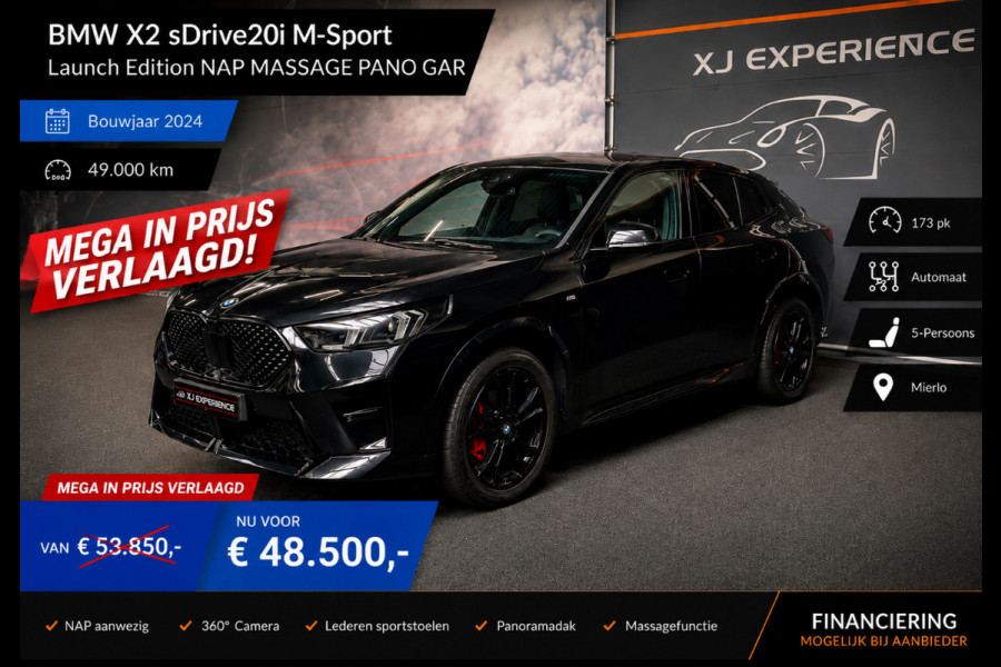 BMW X2 SDrive20i M-Sport Launch Edition NAP MASSAGE PANO GARANTIE EL.TREKHAAK