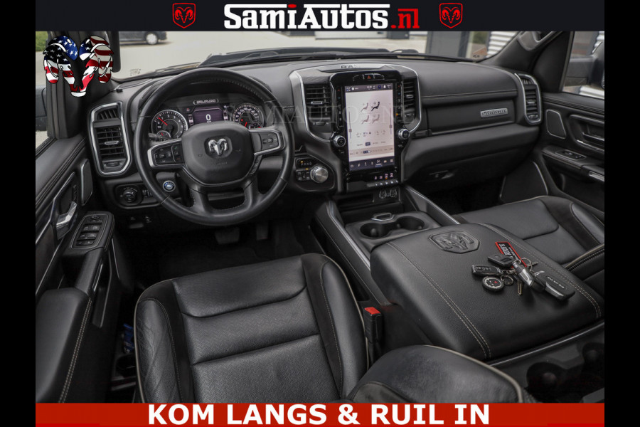 Dodge Ram DE DONDER | 5.7 V8 HEMI | BRONZE BREDE WIELEN | WIDE BODY | OPEN UITLAAT KLEP | ZEER DIK | DUBBELE CABINE | DC | 5 PERSOONS | GRIJS KENETEKEN | BJ 2023 44000KM | FULL LED VERLICHTING | MEGA DIK |