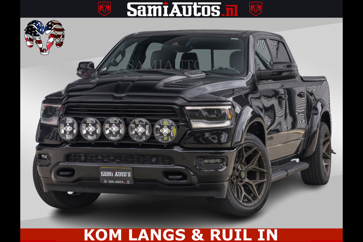 Dodge Ram DE DONDER | 5.7 V8 HEMI | BRONZE BREDE WIELEN | WIDE BODY | OPEN UITLAAT KLEP | ZEER DIK | DUBBELE CABINE | DC | 5 PERSOONS | GRIJS KENETEKEN | BJ 2023 44000KM | FULL LED VERLICHTING | MEGA DIK |