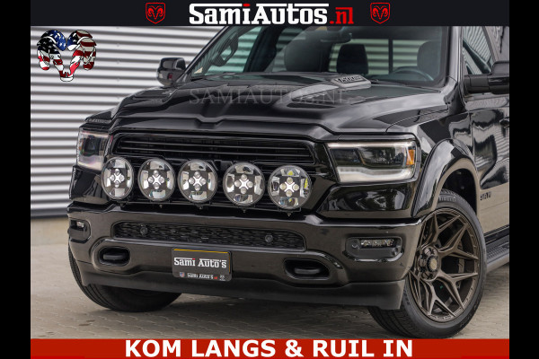 Dodge Ram DE DONDER | 5.7 V8 HEMI | BRONZE BREDE WIELEN | WIDE BODY | OPEN UITLAAT KLEP | ZEER DIK | DUBBELE CABINE | DC | 5 PERSOONS | GRIJS KENETEKEN | BJ 2023 44000KM | FULL LED VERLICHTING | MEGA DIK |