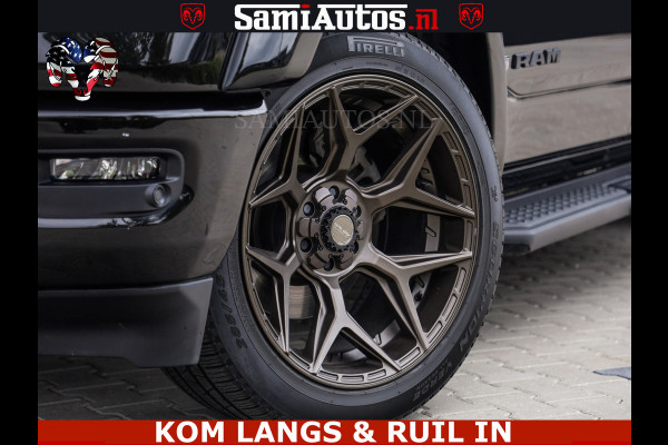 Dodge Ram DE DONDER | 5.7 V8 HEMI | BRONZE BREDE WIELEN | WIDE BODY | OPEN UITLAAT KLEP | ZEER DIK | DUBBELE CABINE | DC | 5 PERSOONS | GRIJS KENETEKEN | BJ 2023 44000KM | FULL LED VERLICHTING | MEGA DIK |