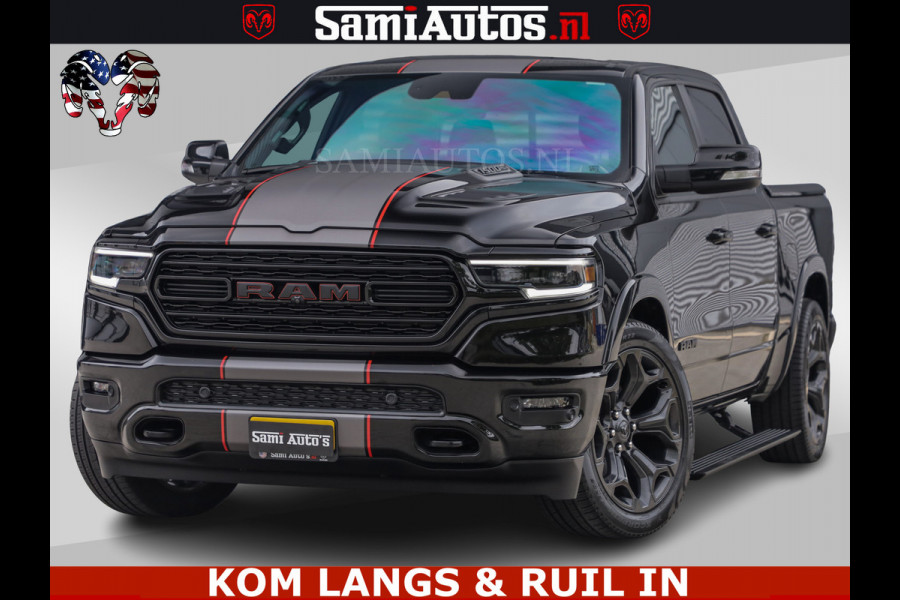 Dodge Ram LIMITED | TRAINHORN | | HUD | UITLAATKLEP | LUCHTVERING | STRIPING | PANODAK | BOM VOL | BLAUW VOORRUIT | 5.7 V8 HEMI 402PK | DC | DUBBELE CABINE | 5 PERSOONS | GRIJSKENTEKEN PICK UP | EERSTE EIGENAAR | OPEN UITLAAT KLEP & TRAIN HORN | | De specialist in Amerikaanse pick‑ups in Nederland en Europa.