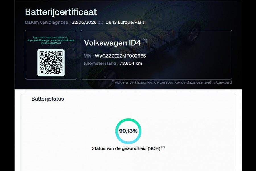Volkswagen ID.4 First Edition 77 kWh SOH 90,13 %