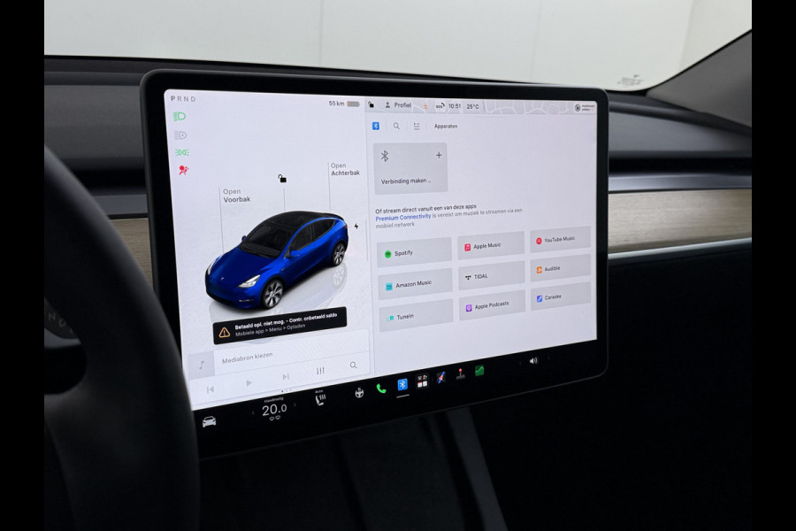 Tesla Model Y RWD 300PK LFP Accu Trekhaak Spoiler 20"lm Warmtepomp Leer PanoDak Navi Premium-Audio Ecc Adap.Cruise Camera's Traffic-Aware-Cruise+Sturen  AI FSD-3 Computer SOH 92% Stuur+Stoelverwarming Led Traffic-Aware Cruise Control Toybox Elek.Achterklep 1.600KG Trekgewicht 1e Eigenaar Origineel Nederlandse Auto