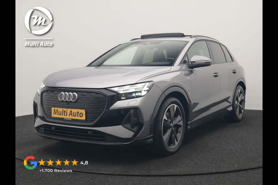 Audi Q4 e-tron 50 quattro S Line 82 kWh 299pk Dealer O.H | Trekhaak Af Fabriek | Panodak | Adaptive Cruise | Camera | Lederen Sportstoelen Memory & Verwarmd | Matrix LED | BLIS | Keyless | Navigatie | Virtual | DAB | 20"L.M |