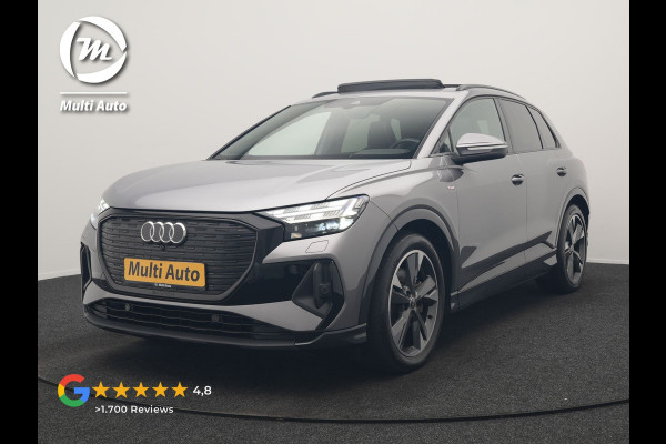 Audi Q4 e-tron 50 quattro S Line 82 kWh 299pk Dealer O.H | Trekhaak Af Fabriek | Panodak | Adaptive Cruise | Camera | Lederen Sportstoelen Memory & Verwarmd | Matrix LED | BLIS | Keyless | Navigatie | Virtual | DAB | 20"L.M |