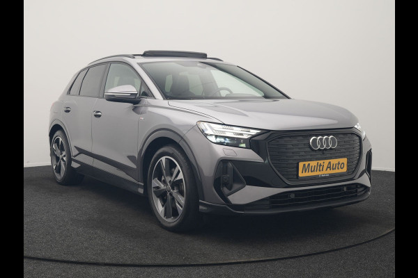 Audi Q4 e-tron 50 quattro S Line 82 kWh 299pk Dealer O.H | Trekhaak Af Fabriek | Panodak | Adaptive Cruise | Camera | Lederen Sportstoelen Memory & Verwarmd | Matrix LED | BLIS | Keyless | Navigatie | Virtual | DAB | 20"L.M |