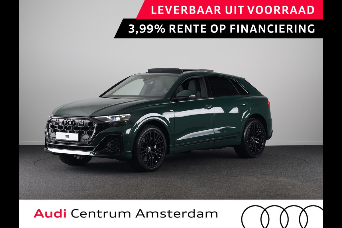 Audi Q8 Pro Line S 55 TFSI e 394 pk | Midnight emerald green | Glazen panoramadak | Bang & Olufsen Premium 3D | Sportstoelen plus voorin |