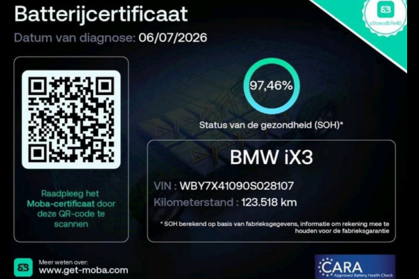 BMW iX3 Executive 80 kWh-SOH 97.46% / Panoramadak / Trekhaak / Leder / Stoelverwarming / Pdc.+Camera / Navigatie / Apk 06-2027