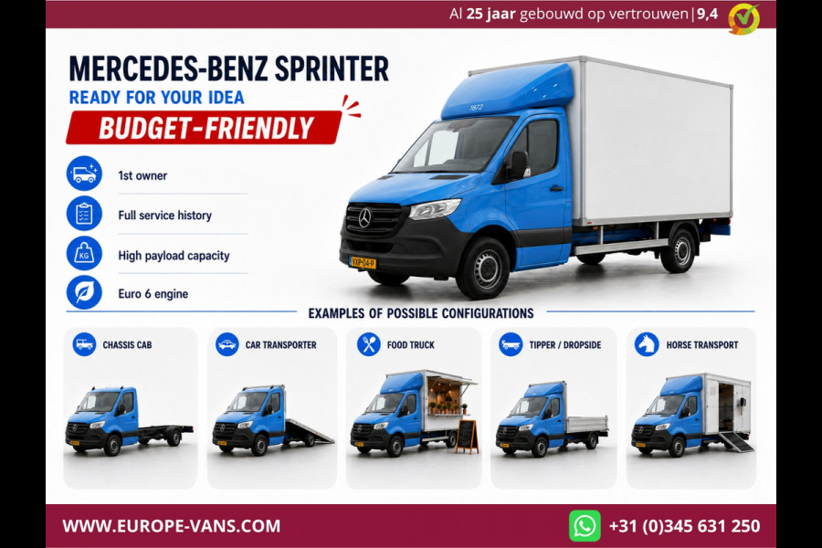 Mercedes-Benz Sprinter 311 CDI 115pk E6 RWD Bakwagen met achterdeuren 2-Persoons 12-2020
