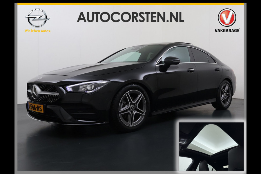 Mercedes-Benz CLA-Klasse AUT-7 AMG Business Solution Pano-dak Camera Widescreen Apple Carplay Android Auto Navi Pdc Cruise Control Stoelverwarming Privacy Glas Lmv Led DAB Licht en zichtpakket Premium pakket Dealeronderhouden 1e Eigenaar Origineel Nederlandse Auto