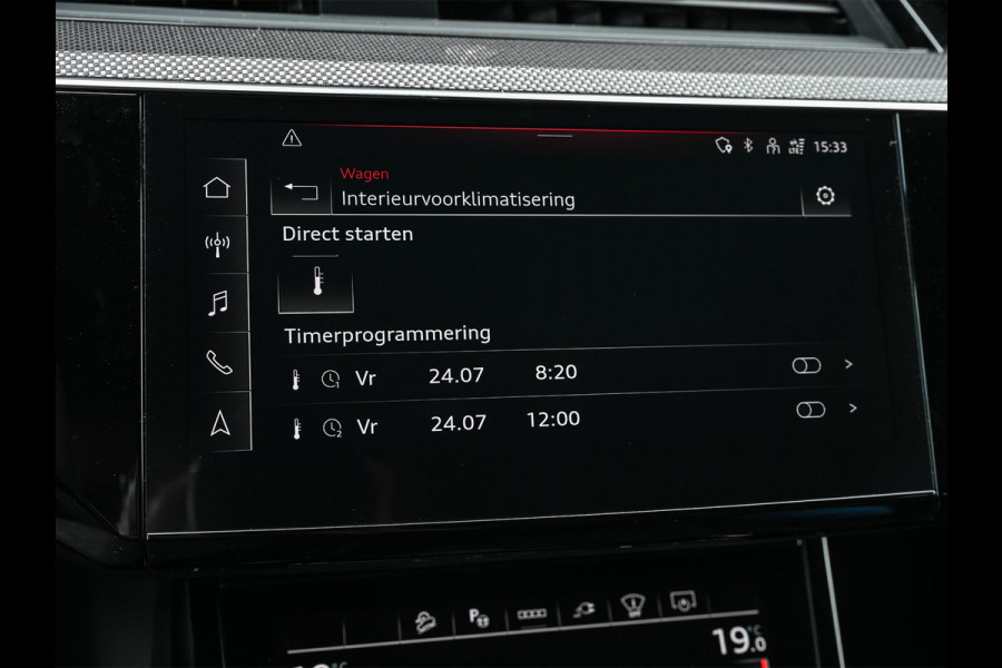 Audi Q8 Sportback e-tron S quattro SQ8 115 kWh /503PK | NL-Auto | 1ste Eigenaar | Panoramadak | B&O | HUD | 360 Camera | Carbon Interieur | Adaptive Cruise | Stoelverwarming V+A | Luchtvering | Stuurverwarming | Memory Seats | Ambiance Interieur |