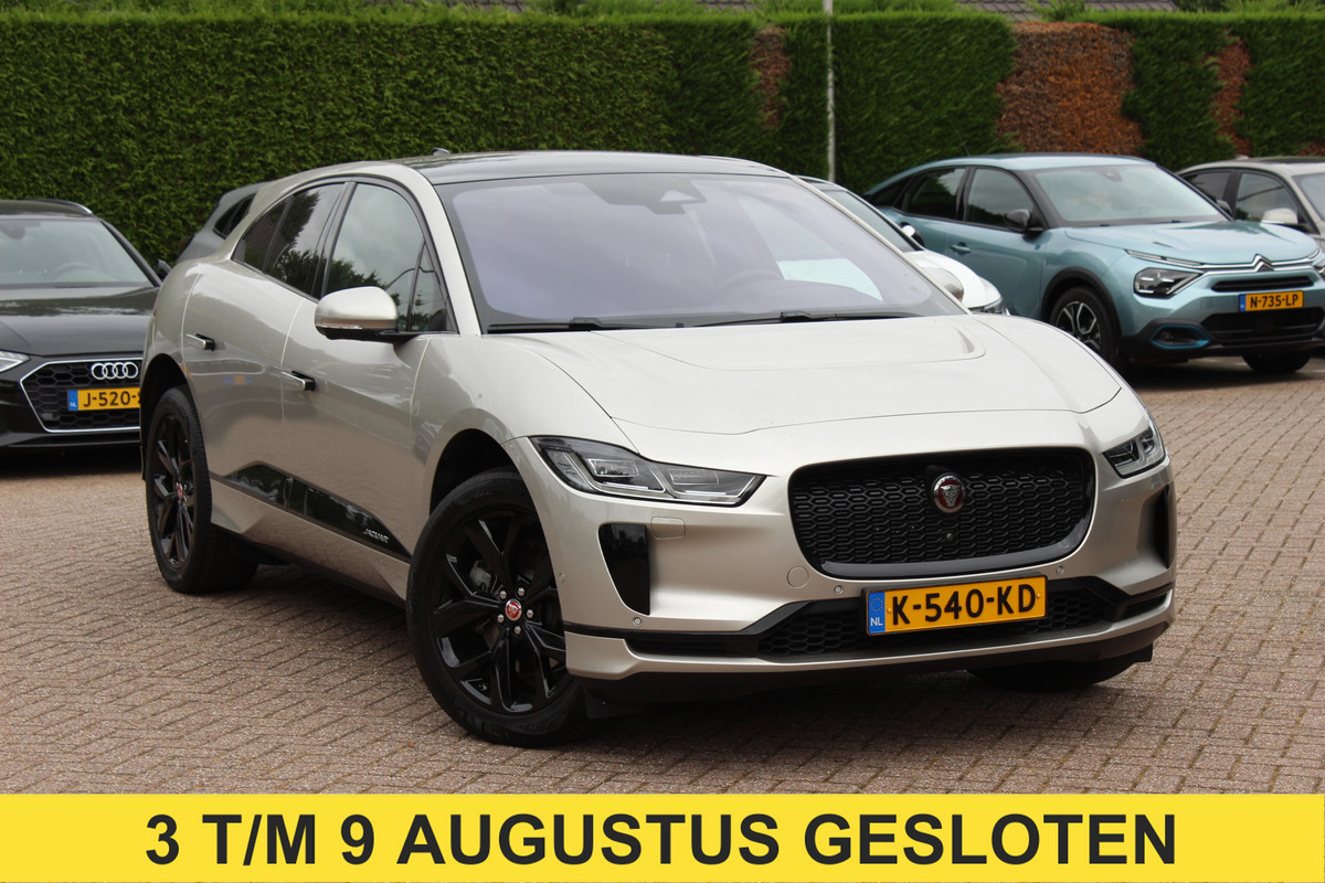 Jaguar I-PACE EV320 SE Business Pack 90 kWh / SoH 89.7% / 3fase Laden / Trekhaak / Panoramadak / 360Camera / Leder / 20'' / Meridian / Keyless / Stuur+Stoelverwarming / Dodehoek / DAB / Cruise Control