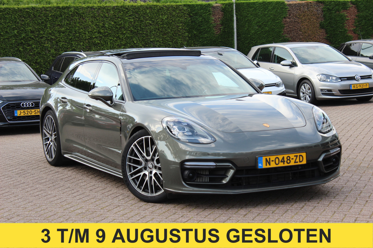 Porsche Panamera Sport Turismo 2.9 4 E-Hybrid / Panoramadak / 360Camera / Head-up / Softclose / Sportdesign+Chrono / 21'' / Sportuitlaat / Bose / Keyless / Stoelverwarming 4x / Stoelventilatie / Stuurverwarming / Dodehoek / DAB / ACC