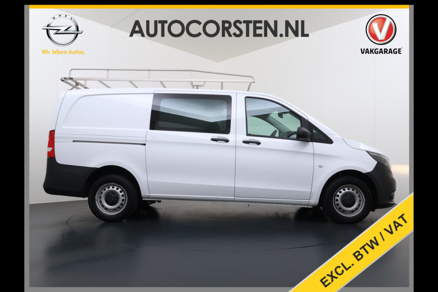 Mercedes-Benz Vito 114CDI Automaat Lang 2X Schuifdeur Trekhaak Imperiaal Navi Camera Cruise Control Airco Bluetooth Pdc Euro 6 Betonplex Vloer Wandbetimmering 1e Eigenaar Origineel Nederlandse Auto