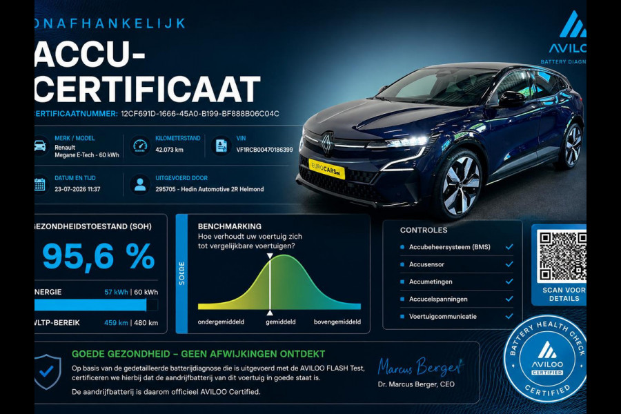 Renault Mégane E-Tech EV60 Techno Navigatie Apple Carplay Android Auto 360 camera Parkeerhulp Adaptive Cruise Control Stoel- en stuurverwarming Dodehoekassistent Full Led Climate Control