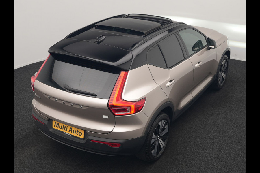 Volvo XC40 Ultimate Recharge Pure 69 kWh 231pk Dealer O.H. | Trekhaak Af Fabriek | Panodak | Adaptive Cruise | 360 Camera | Harman / Kardon | Sportstoelen Memory & Verwarmd | Warmtepomp | Keyless | Blis | Stuur Verwarmd | Google Assistent | DAB |