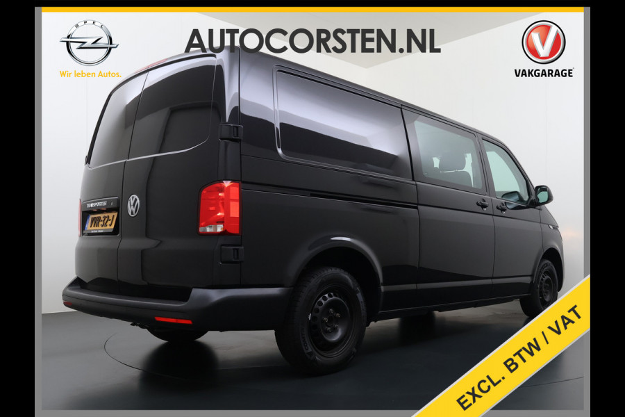 Volkswagen Transporter 2.0TDI Dubbele Cabine 6-Persoons L2H1 28 Navi* Apple Carplay Android Auto Airco Bluetooth Cruise Control Pdc Euro 6 Betonplex Vloer Wandbetimmering Achterdeuren 1e Eigenaar