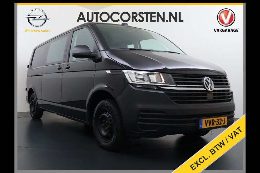 Volkswagen Transporter 2.0TDI Dubbele Cabine 6-Persoons L2H1 28 Navi* Apple Carplay Android Auto Airco Bluetooth Cruise Control Pdc Euro 6 Betonplex Vloer Wandbetimmering Achterdeuren 1e Eigenaar