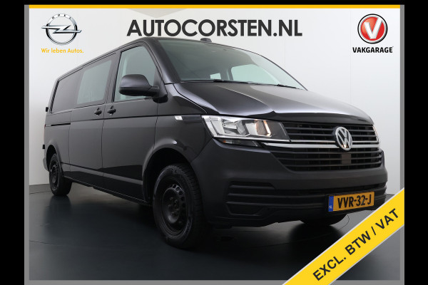 Volkswagen Transporter 2.0TDI Dubbele Cabine 6-Persoons L2H1 28 Navi* Apple Carplay Android Auto Airco Bluetooth Cruise Control Pdc Euro 6 Betonplex Vloer Wandbetimmering Achterdeuren 1e Eigenaar