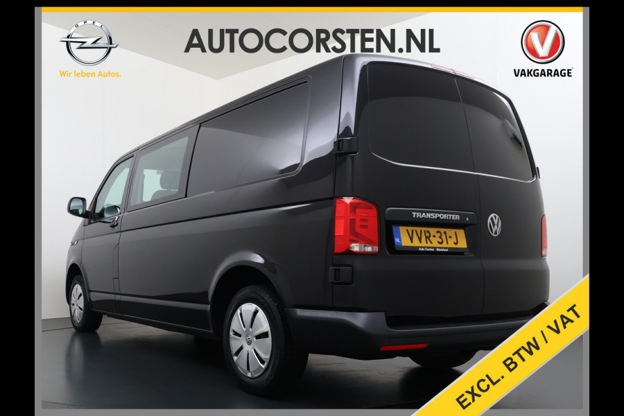 Volkswagen Transporter 2.0TDI Dubbele Cabine 6-Persoons L2H1 28 Navi* Apple Carplay Android Auto Airco Bluetooth Cruise Control Pdc Euro 6 Betonplex Vloer Wandbetimmering Achterdeuren 1e Eigenaar