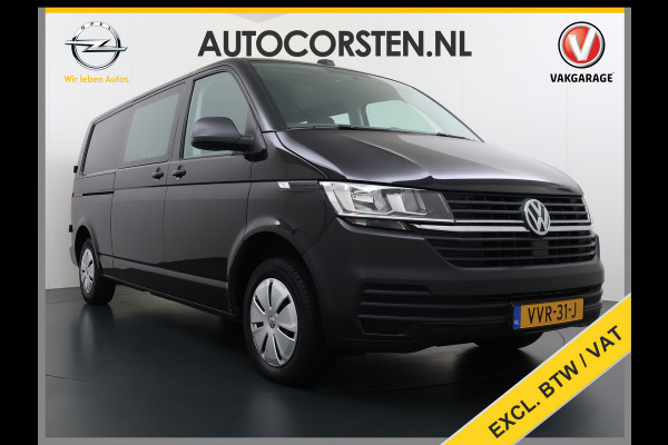 Volkswagen Transporter 2.0TDI Dubbele Cabine 6-Persoons L2H1 28 Navi* Apple Carplay Android Auto Airco Bluetooth Cruise Control Pdc Euro 6 Betonplex Vloer Wandbetimmering Achterdeuren 1e Eigenaar