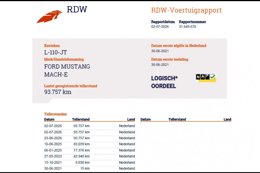 Ford Mustang Mach-E RWD 75kWh Panoramadak 360°Camera Adap.Cruise B&O®-Hifi Leder+Memory SOH 93% Stoel+Stuurverwarming Elek.Stoelen Navi Pdc Keyless Android Auto Apple Carplay Elek.Achterklep Lmv 18" DAB Bluetooth Led 1e Eigenaar Dealeronderhouden Origineel Nederlandse Auto