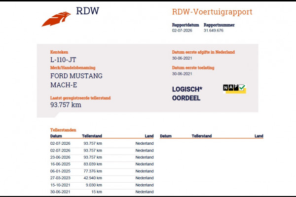 Ford Mustang Mach-E RWD 75kWh Panoramadak 360°Camera Adap.Cruise B&O®-Hifi Leder+Memory SOH 93% Stoel+Stuurverwarming Elek.Stoelen Navi Pdc Keyless Android Auto Apple Carplay Elek.Achterklep Lmv 18" DAB Bluetooth Led 1e Eigenaar Dealeronderhouden Origineel Nederlandse Auto