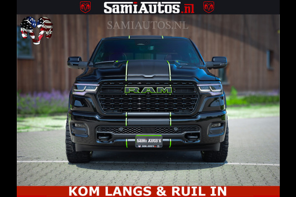 Dodge Ram Limited Night High Output 540HP 706Nm | Massage + Full Option | De Meest Luxe en Volle Pick-Up in zijn Klasse | Comfortabele Dubbele Cabine met Royale 5 Zitplaatsen | BPM vrij | Nu Leverbaar uit Voorraad | Voorraad Nr 2300 - 7689 | De specialist in Amerikaanse pick‑ups in Nederland en Europa.