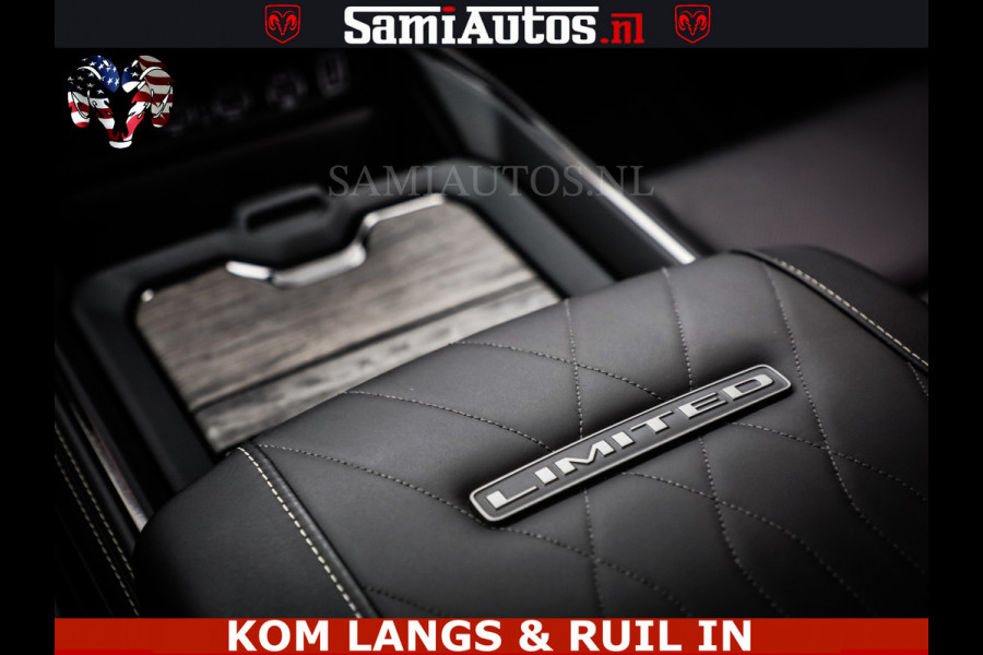 Dodge Ram Limited Night High Output 540HP 706Nm | Massage + Full Option | De Meest Luxe en Volle Pick-Up in zijn Klasse | Comfortabele Dubbele Cabine met Royale 5 Zitplaatsen | BPM vrij | Nu Leverbaar uit Voorraad | Voorraad Nr 2300 - 7689 | De specialist in Amerikaanse pick‑ups in Nederland en Europa.