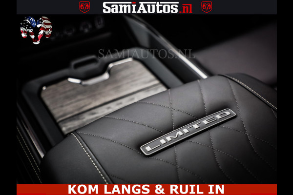 Dodge Ram Limited Night High Output 540HP 706Nm | Massage + Full Option | De Meest Luxe en Volle Pick-Up in zijn Klasse | Comfortabele Dubbele Cabine met Royale 5 Zitplaatsen | BPM vrij | Nu Leverbaar uit Voorraad | Voorraad Nr 2300 - 7689 | De specialist in Amerikaanse pick‑ups in Nederland en Europa.