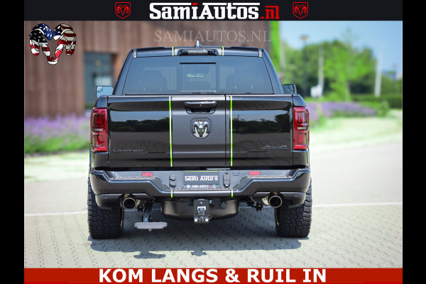 Dodge Ram Limited Night High Output 540HP 706Nm | Massage + Full Option | De Meest Luxe en Volle Pick-Up in zijn Klasse | Comfortabele Dubbele Cabine met Royale 5 Zitplaatsen | BPM vrij | Nu Leverbaar uit Voorraad | Voorraad Nr 2300 - 7689 | De specialist in Amerikaanse pick‑ups in Nederland en Europa.