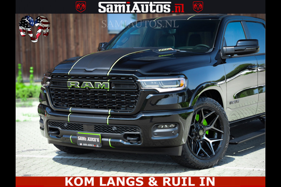 Dodge Ram Limited Night High Output 540HP 706Nm | Massage + Full Option | De Meest Luxe en Volle Pick-Up in zijn Klasse | Comfortabele Dubbele Cabine met Royale 5 Zitplaatsen | BPM vrij | Nu Leverbaar uit Voorraad | Voorraad Nr 2300 - 7689 | De specialist in Amerikaanse pick‑ups in Nederland en Europa.