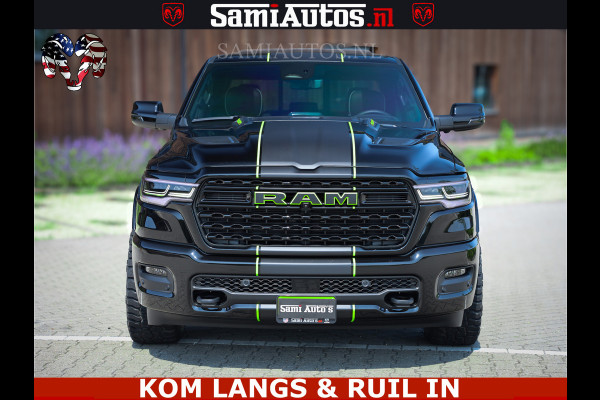 Dodge Ram Limited Night High Output 540HP 706Nm | Massage + Full Option | De Meest Luxe en Volle Pick-Up in zijn Klasse | Comfortabele Dubbele Cabine met Royale 5 Zitplaatsen | BPM vrij | Nu Leverbaar uit Voorraad | Voorraad Nr 2300 - 7689 | De specialist in Amerikaanse pick‑ups in Nederland en Europa.