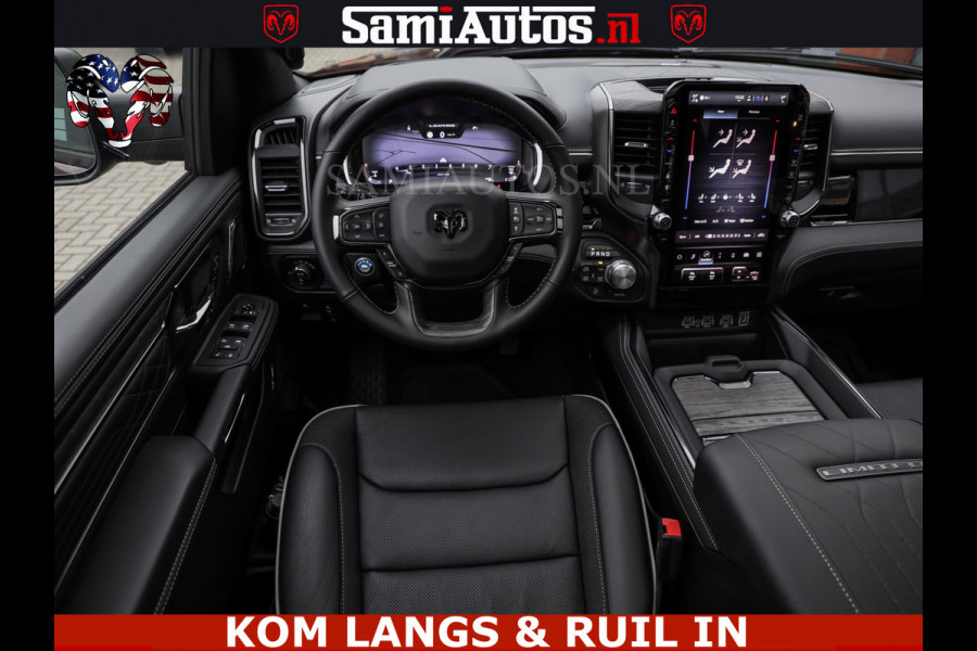 Dodge Ram Limited Night High Output 540HP 706Nm | Massage + Full Option | De Meest Luxe en Volle Pick-Up in zijn Klasse | Comfortabele Dubbele Cabine met Royale 5 Zitplaatsen | BPM vrij | Nu Leverbaar uit Voorraad | Voorraad Nr 2300 - 7689 | De specialist in Amerikaanse pick‑ups in Nederland en Europa.
