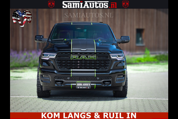 Dodge Ram Limited Night High Output 540HP 706Nm | Massage + Full Option | De Meest Luxe en Volle Pick-Up in zijn Klasse | Comfortabele Dubbele Cabine met Royale 5 Zitplaatsen | BPM vrij | Nu Leverbaar uit Voorraad | Voorraad Nr 2300 - 7689 | De specialist in Amerikaanse pick‑ups in Nederland en Europa.